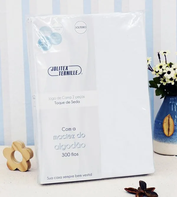 Jogo de Cama Solteiro Toque de Seda com 2 Peças Branco