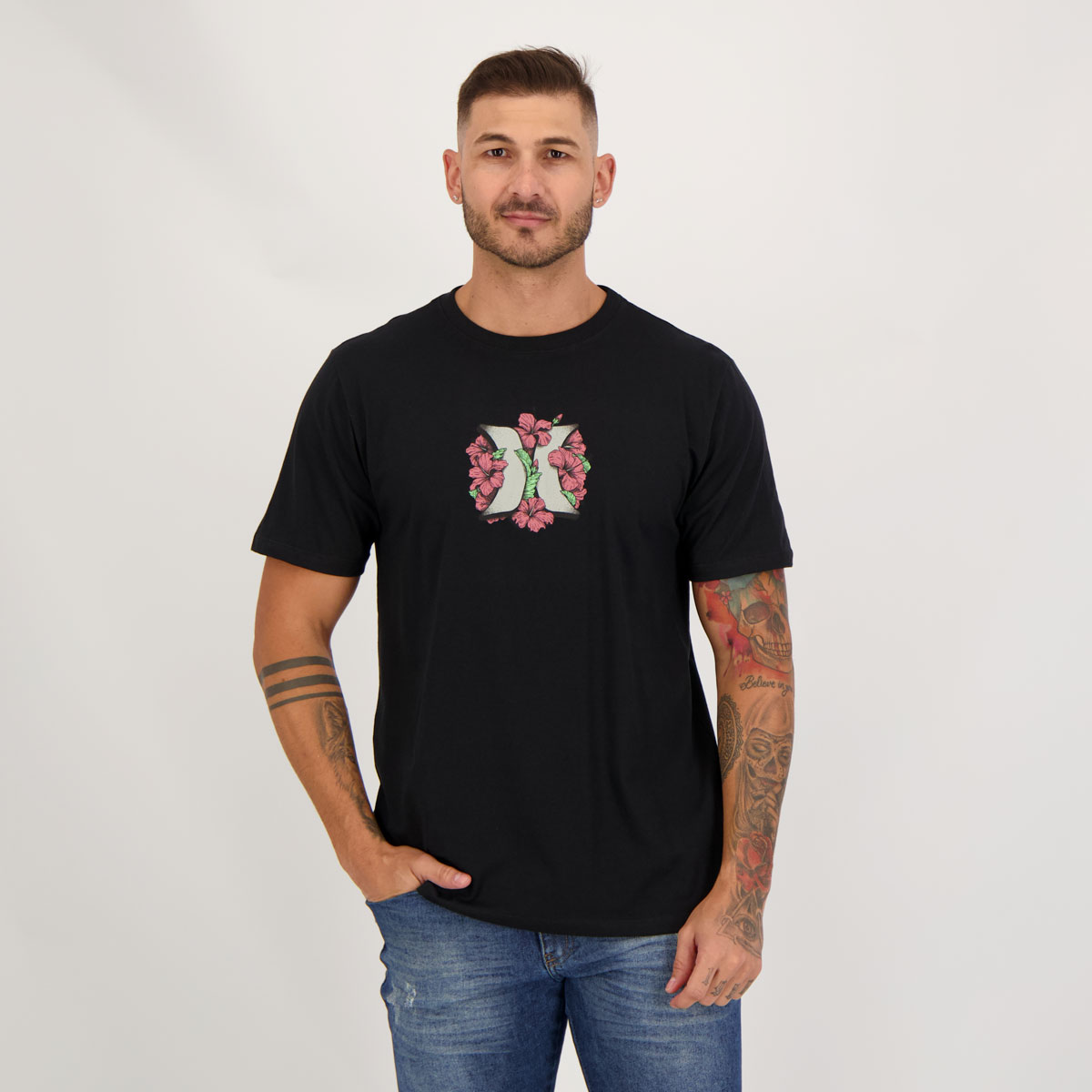 Camiseta Hurley Basic Flowers Preta