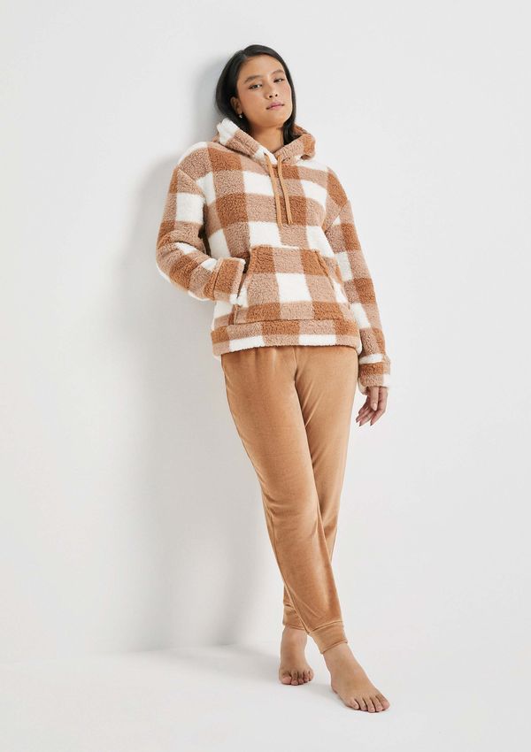 Pijama Longo Feminino Com Blusão - Marrom M