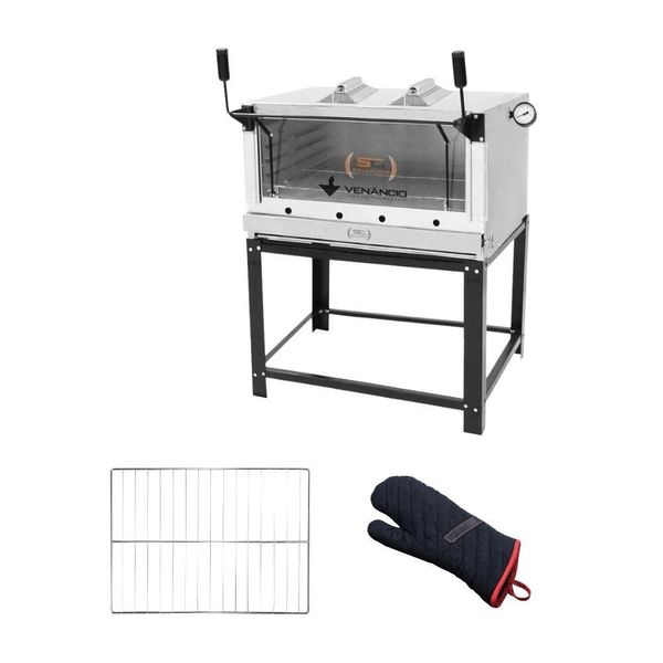 Forno a Gás Industrial Venâncio Roma Inox 90 Firiv90 com Grade Extra e Luva Térmica Forno a Gás Industrial Venâncio Roma Inox 90 Firiv90 com Grade Extra