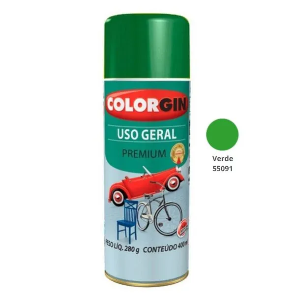 Tinta Spray Colorgin Uso Geral Premium 400ml 55091 Verde (MP)