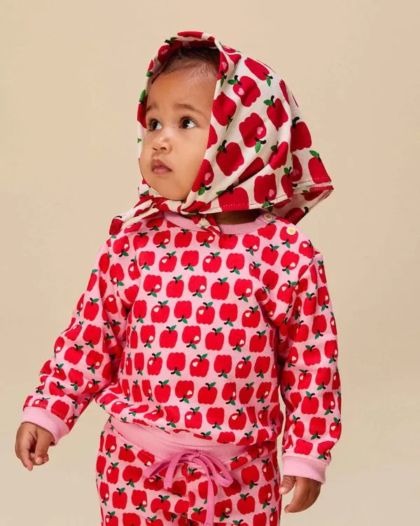 Moletom Bebe Maca Est Maca Fundo Rosa Algodao - 12M