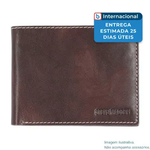 Carteira Steve Madden Slim Dobrável Couro Café A-MBI