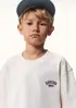 Camiseta Infantil Menino Oversized Bordada - Off white 006
