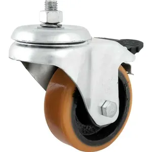 Rodízio Giratório 4" de Poliuretano com Freio e Rosca GLE414PN - SCHIOPPA