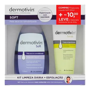 Kit Sabonete Líquido Dermotivin Soft 120ml + Sabonete Esfoliante Scrub 60g