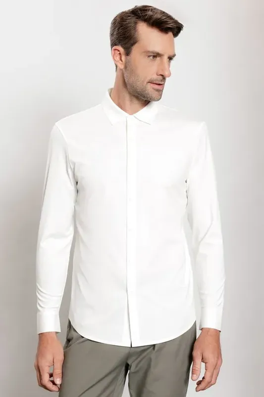 Camisa Manga Longa Bonded Toque de Seda Off White - G