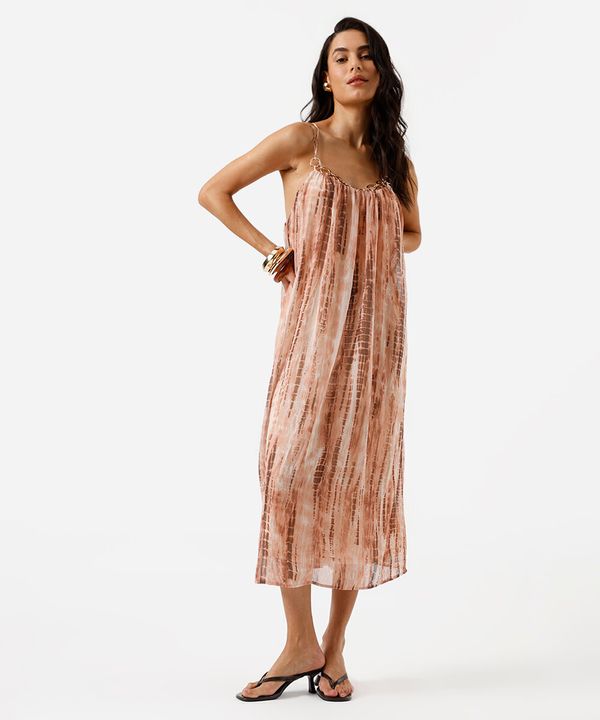 vestido midi alça fina feminino estampado rosa GG