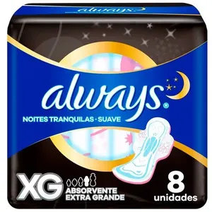 Absorvente Always Noites Tranquilas Suave Com Abas XG 8 Unidades