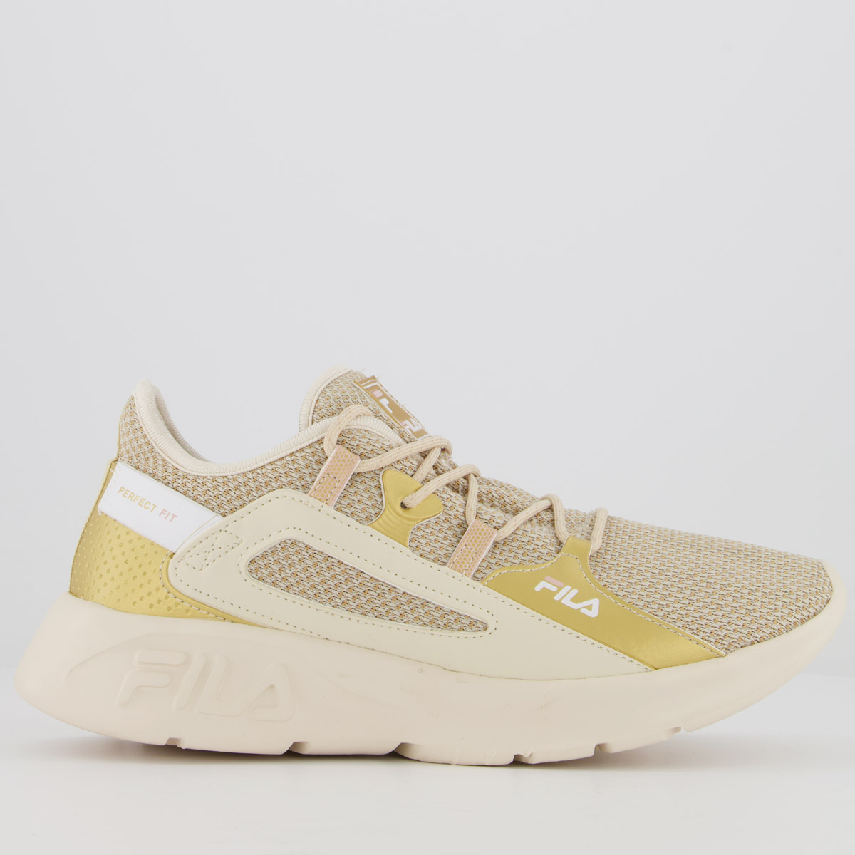 Tênis Fila Perfect Fit Feminino Bege e Dourado