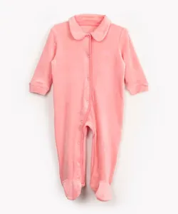 macacão infatil de plush ursinho rosa claro 6-9