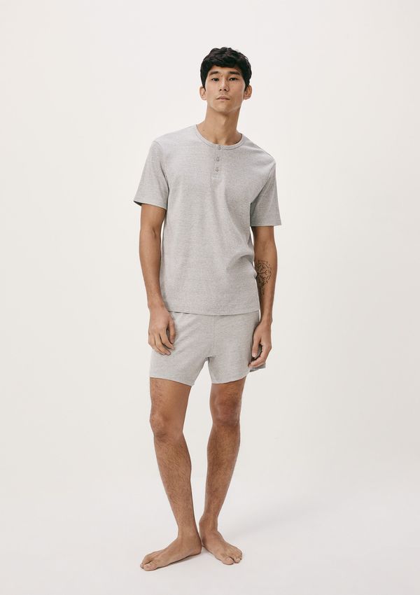 Pijama Curto Masculino Gola Henley - Cinza XG