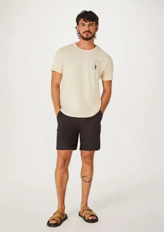 Bermuda Masculina Reta Chino Em Sarja - Preto P