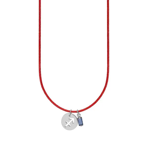 Colar de Signo Sagitário Vermelho com Zircônia e Aço Vermelho Ajustável