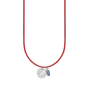 Colar de Signo Sagitário Vermelho com Zircônia e Aço Vermelho Ajustável