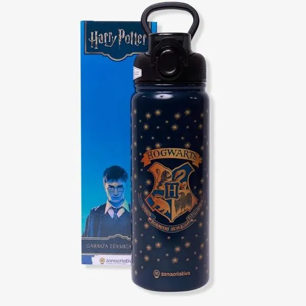 Garrafa Galaxy Hogwarts 650 Ml Com Canudo Tampa Zonacriativa