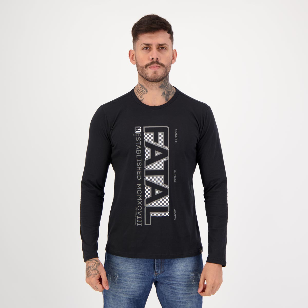 Camiseta Fatal Inside Manga Longa Preta