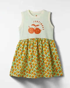 Vestido Silk Juntinhas Est Laranjinhas Mini Fundo Verde Coqueir - 2