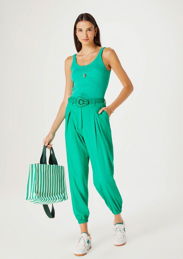 Regata Básica Feminina Slim Rib - Verde XP