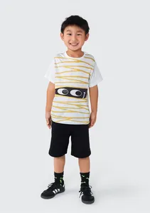 Camiseta Infantil Unissex Com Apliques - Off white 006