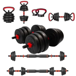 Kit Musculação Completo Yangfit com Barra Anilha + Halter + Kettlebell - 40kg