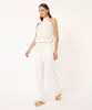 calça wide leg pantalona cintura alta off white G