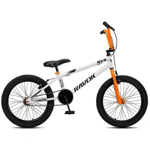 Bicicleta BMX Cross Aro 20 RV-X Aro Aero Freio V-Brake Ravok Branco Laranja
