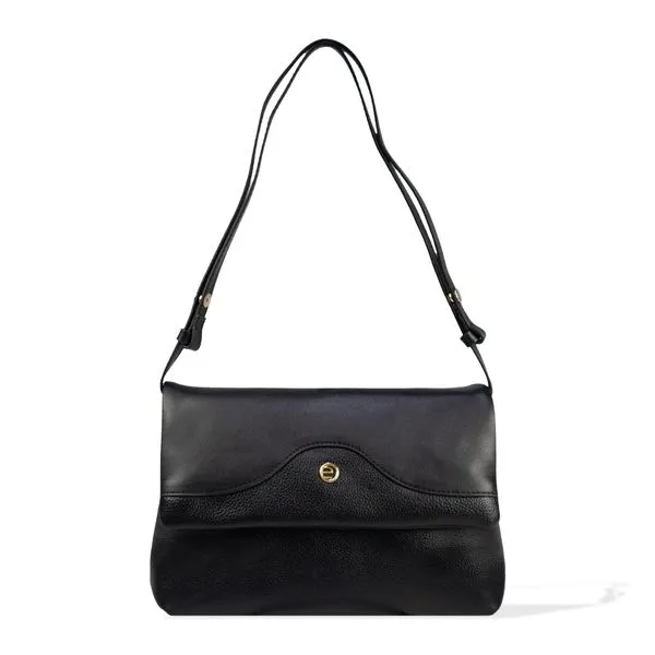 Bolsa de Ombro e Transversal Flapbag em Couro Le Postiche PRETO