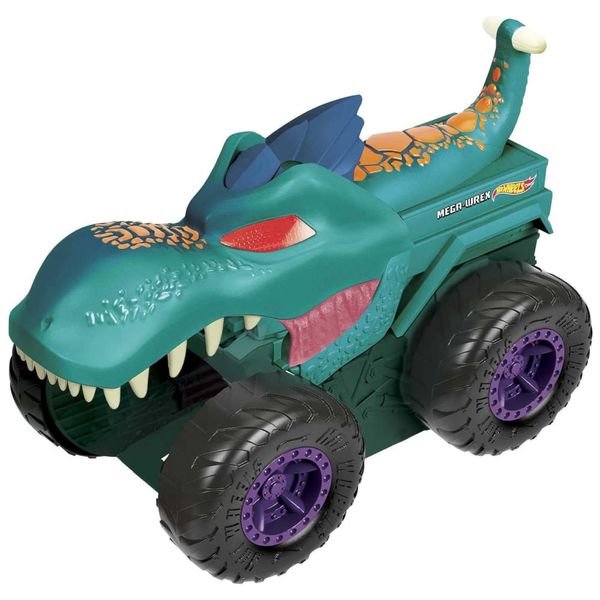 Caminhão Monstro Hot Wheels Mega Wrex Chompin Brinquedo em Escala Grande, Mattel 110v