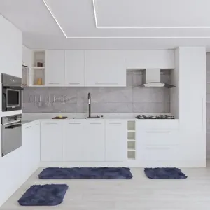 Jogo Kit Tapete Cozinha Anti Derrapante 3 Uni Cinza