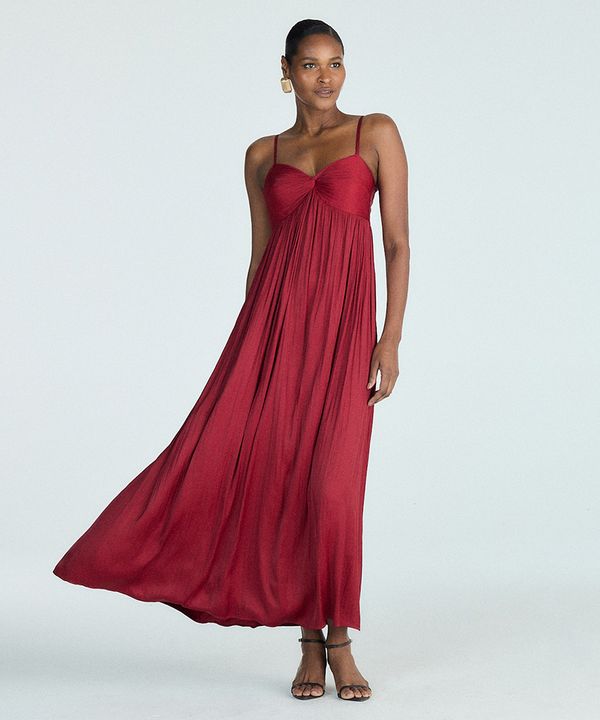 vestido longo feminino acetinado vinho G