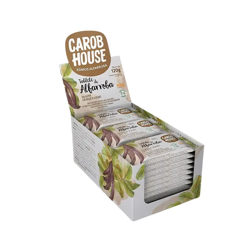 Tablete De Alfarroba Pura Carob House Contendo 30 Unidades