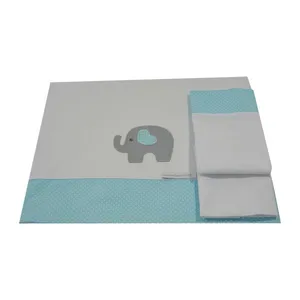 Lençol De Mini Berço Elefante Coração Azul
