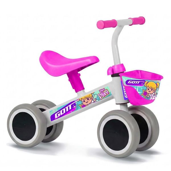 Bicicleta Infantil Plin Aro 12 Meninas Freio a Tambor Branco e Rosa Gottbike