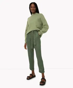 calça clochard de sarja cintura super alta verde escuro 42