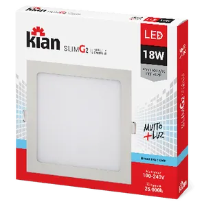 Luminária de Embutir Kian Quadrado LED Slim G2 Alt: 2cm Comp.: 22cm Larg: 22cm 18W 6000K Branca.