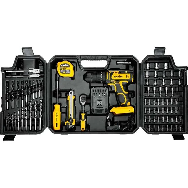 Parafusadeira/furadeira impacto a bateria 20V bivolt 78 peças PFV 078 VONDER