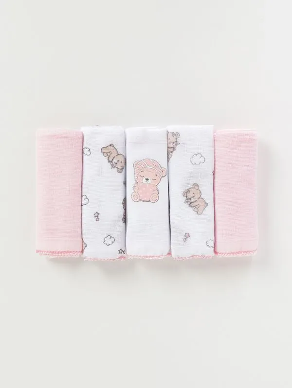 Kit com 05 Babetes Infantil Para Bebê - ROSA