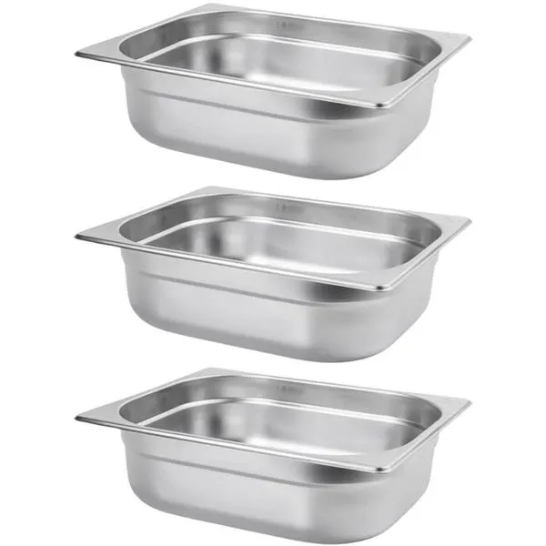3 Cubas Gastronômicas Inox 6,41L 1/2 Restaurante Buffet Rechaud Gourmet Mix