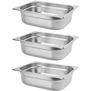 3 Cubas Gastronômicas Inox 6,41L 1/2 Restaurante Buffet Rechaud Gourmet Mix