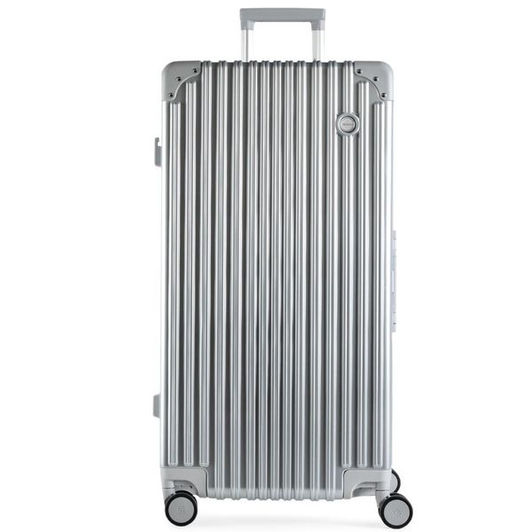 Mala de Viagem Grande Ultra Ampla Policarbonato 4 Rodas Kyoto Trunk Prata GG / Prata