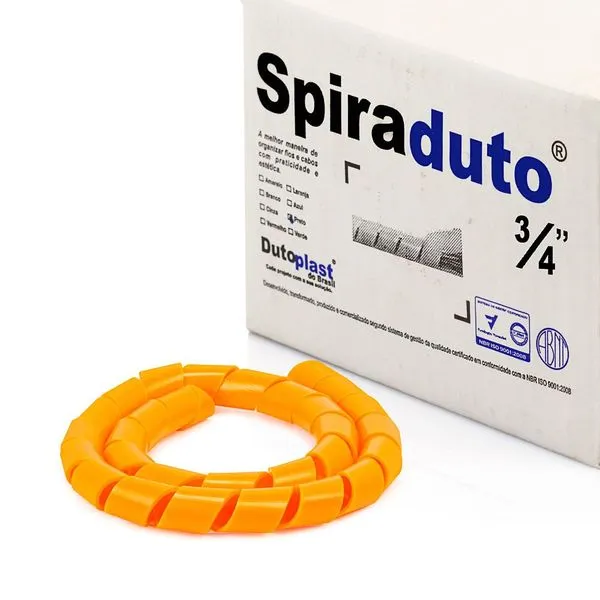 Organizador de Fios e Cabos Espiral 3/4 Laranja 2 metros