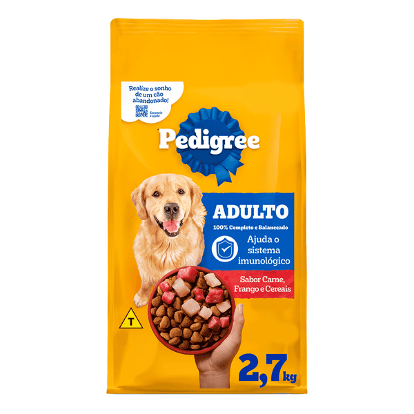 Ração Pedigree Cães Adultos Raças Médias e Grandes Carne, Frango e Cereais 2,7 kg