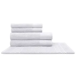 Jogo de Toalha KazzaVip 100% Algodão Nobre Jacquard Limoges 5 peças Branco