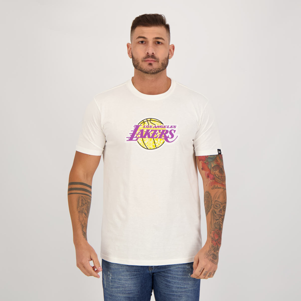 Camiseta New Era NBA Los Angeles Lakers Paisley Bege