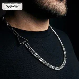 Rock In Rio - Colar Encore de Aço Prateado Único