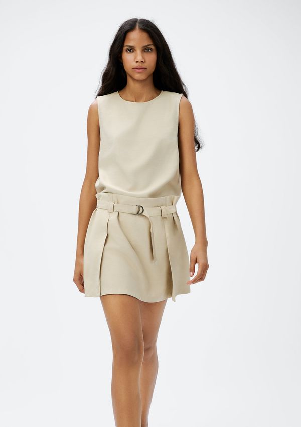 Shorts Saia Cintura Alta Em Viscose - Bege 036