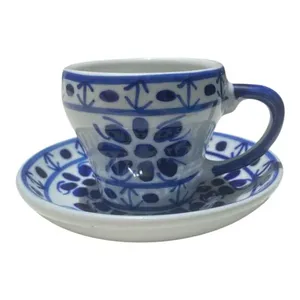 Xicara e Pires cafezinho 50 ml PIntado à mão Porcelana