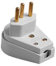 Plug Macho Ilumi Prensa Cabo Gigante 2 Polos e 1 Tomada 10A 250V Branco