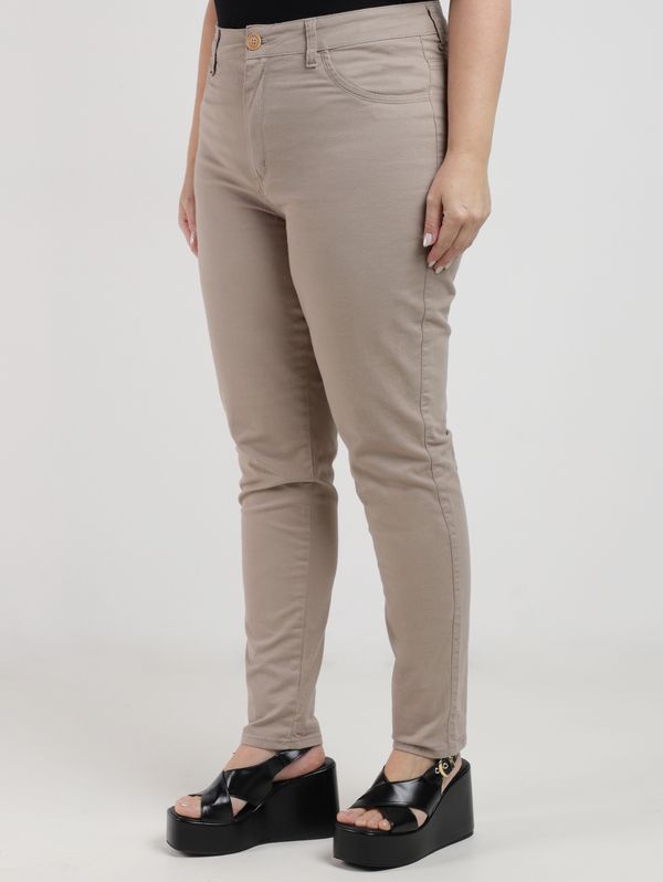 Calça Sarja Cigarrete Plus Size Feminina CAQUI 48